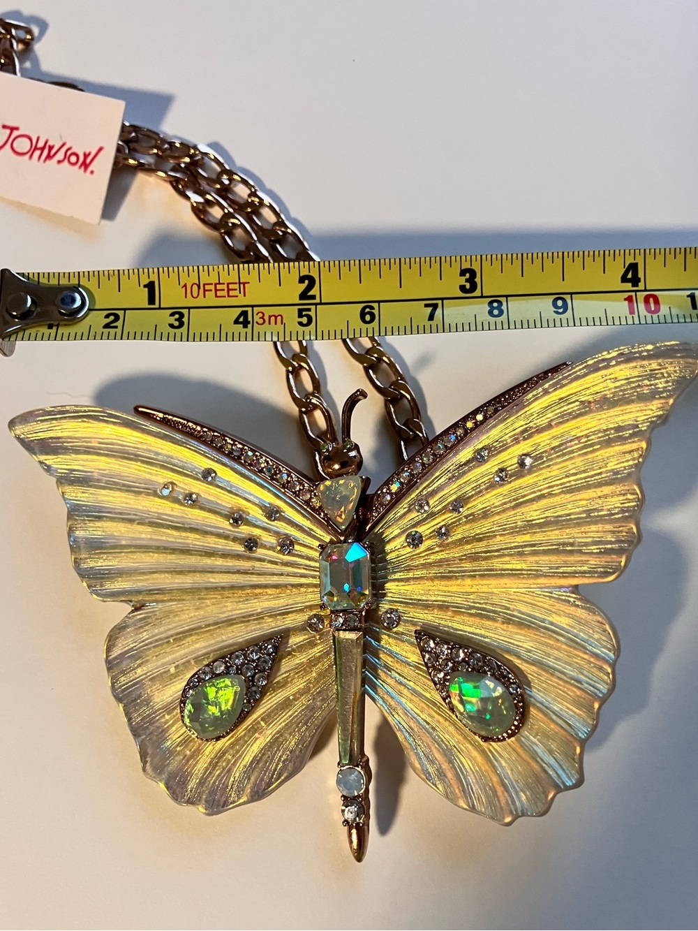 Betsey Johnson 4 inch Huge Butterfly Vintage Necklace NWT Iridescent Green